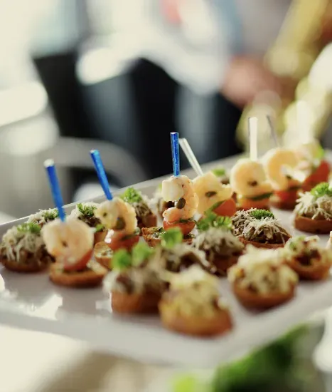 Canapés prepared in the Club kitchen